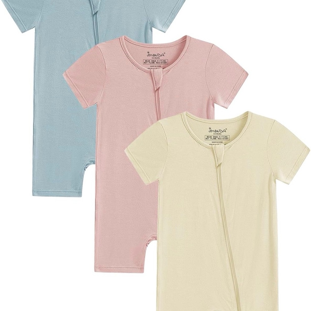 3-Pack Baby pajamas onesie in Pastel Blue, Pink & Cream bundle